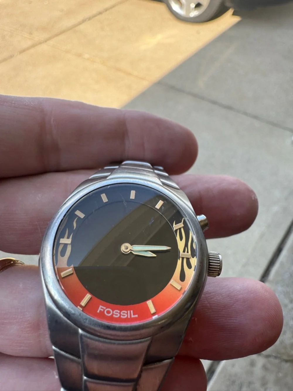 Fossil Big Tic flame watch. Pre-owned